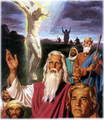 Propheten weisen auf Jesus am Kreuz