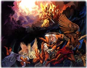Satan wird aus dem Himmel verstoßen